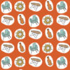 Orange Vintage Fabric Mid-century