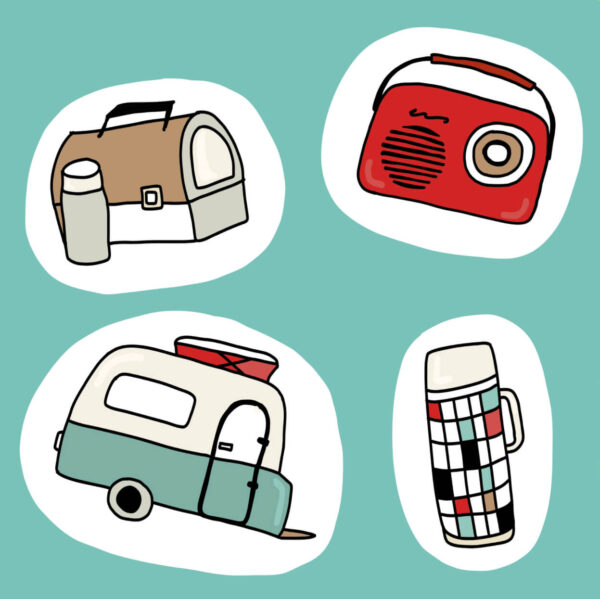 Blue Vintage Fabric Classic Cars Mid-century - Image 2
