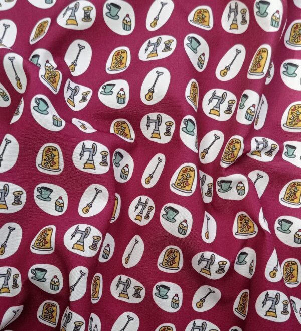 Maroon Vintage Fabric Victorian Sewing - Image 4