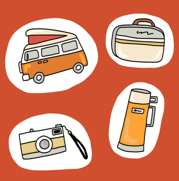 Orange Vintage Fabric Classic Cars Mid-century - Image 2